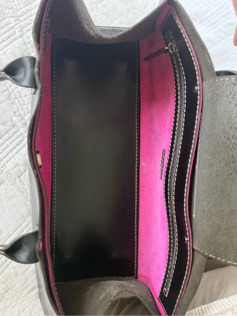 Kate Spade Rare Baguette Style Black Leather Structured Tote
